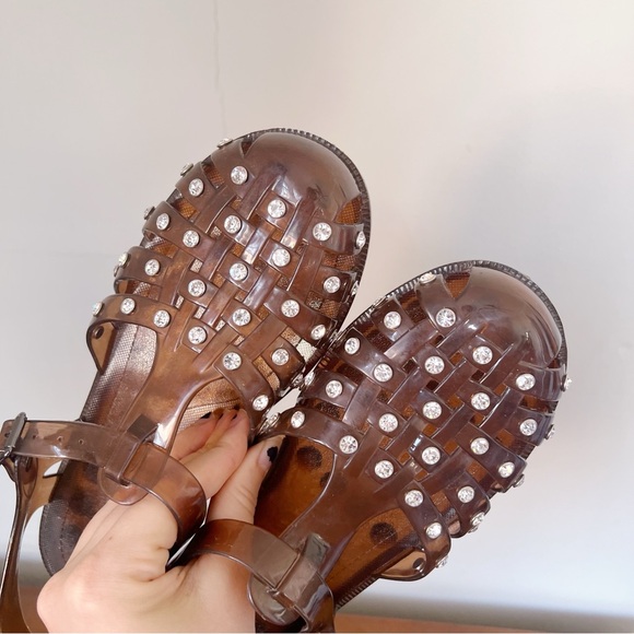 Loeffler Randall • Rhys Brown Jelly Sandal cage gladiator rhinestone strappy - Picture 5 of 15